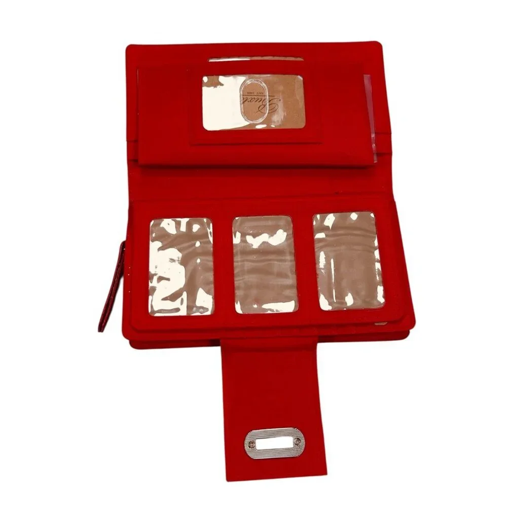Buxton Red Vegan Leather Wallet Embossed Croc Ostrich Buckle Clasp Silver